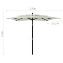 3-POZIOMOWY PARASOL NA ALUMINIOWYM SŁUPKU PIASKOWY 2,5X2,5M