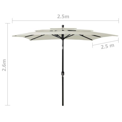 3-POZIOMOWY PARASOL NA ALUMINIOWYM SŁUPKU PIASKOWY 2,5X2,5M