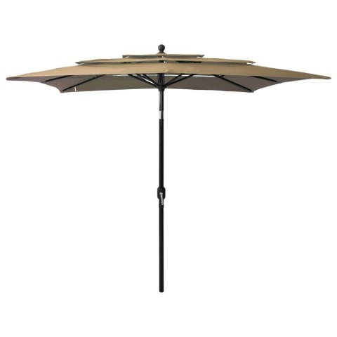 3-POZIOMOWY PARASOL NA ALUMINIOWYM SŁUPKU TAUPE 2,5X2,5M