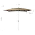 3-POZIOMOWY PARASOL NA ALUMINIOWYM SŁUPKU TAUPE 2,5X2,5M