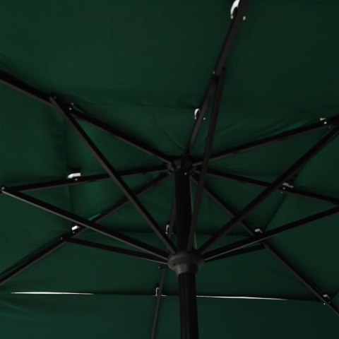 3-POZIOMOWY PARASOL NA ALUMINIOWYM SŁUPKU ZIELONY 2,5X2,5M