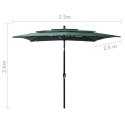 3-POZIOMOWY PARASOL NA ALUMINIOWYM SŁUPKU ZIELONY 2,5X2,5 M