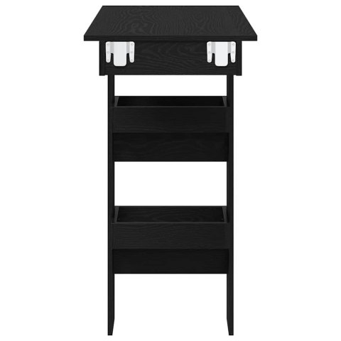 STÓŁ BAROWY ŚCIENNY Z PÓŁKĄ CZARNY DĄB 102X55X103.5CM