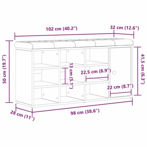 ŁAWKA NA BUTY CZARNY 100X30X48CM