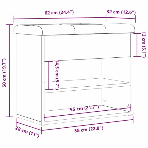 ŁAWKA NA BUTY CZARNY 60X30X48CM