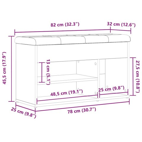 ŁAWKA NA BUTY CZARNY 80X30X45CM