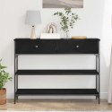 STÓŁ KONSOLOWY Z SZUFLADĄ Z PÓŁKĄ CZARNY DĄB 100X25X75CM
