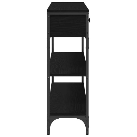 STÓŁ KONSOLOWY Z SZUFLADĄ Z PÓŁKĄ CZARNY DĄB 100X25X75CM