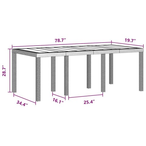 STÓŁ OGRODOWY ANTRACYT 200X100X73CM POLIRATTAN