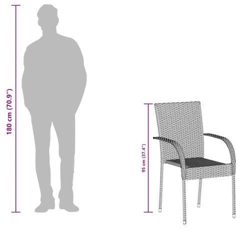 SZTAPLOWANE KRZESŁA OGRODOWE 6 SZT. SZARE POLIRATTAN