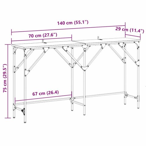 VidaXL Konsola Czarny dąb 140 x 29 x 75 cm Materiał drewnopochodny