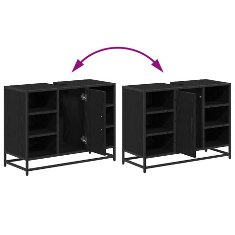 SZAFKA POD UMYWALKĘ Z PÓŁKĄ CZARNY DĄB 80X33X60CM