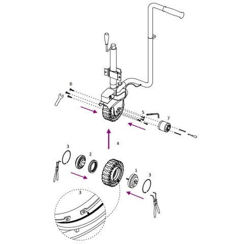 KÓŁKO DO KOŁA PODPOROWEGO Ø19,5X10CM ALUMINIUM I GUMA