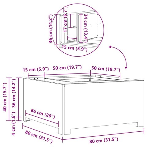 KOMINEK BRĄZOWY 80X80X40CM STAL KORTENOWSKA