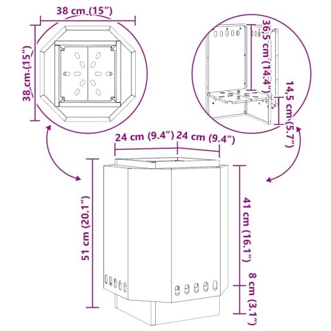 KOMINEK CZARNY 38X38X51CM STAL WALCOWANA NA ZIMNO