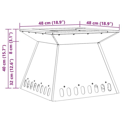 KOMINEK CZARNY 48X48X40CM STAL WALCOWANA NA ZIMNO