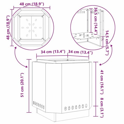 KOMINEK CZARNY 48X48X51CM STAL WALCOWANA NA ZIMNO