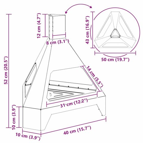 KOMINEK CZARNY 50X43X52CM STAL WALCOWANA NA ZIMNO