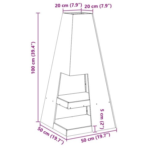KOMINEK CZARNY 50X50X100CM STAL WALCOWANA NA ZIMNO