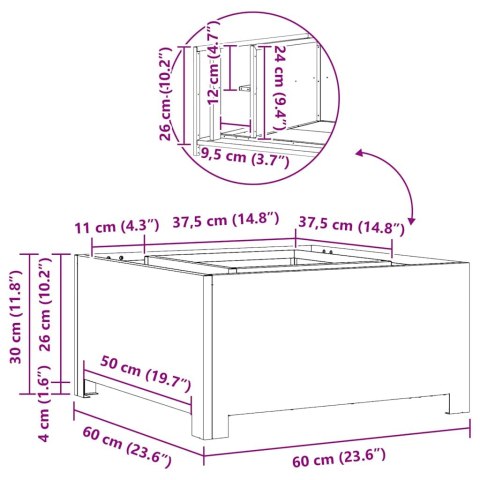 KOMINEK CZARNY 60X60X30CM STAL WALCOWANA NA ZIMNO