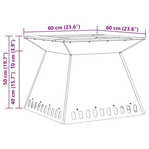 KOMINEK CZARNY 60X60X50CM STAL WALCOWANA NA ZIMNO