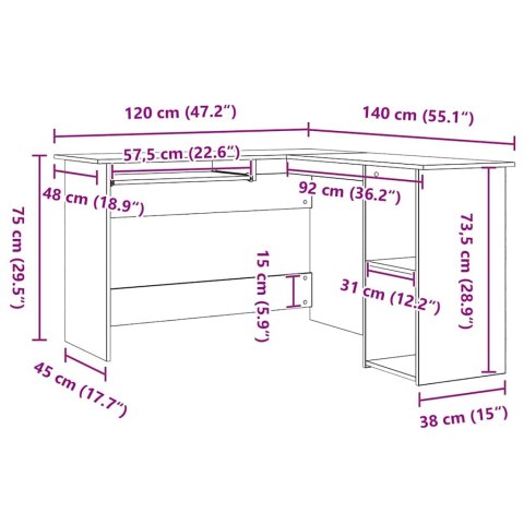 BIURKO NAROŻNE CZARNY DĄB 120X140X75CM