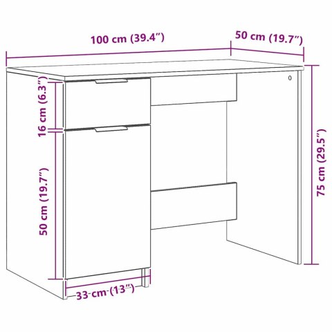 BIURKO CZARNY DĄB 100X50X75CM