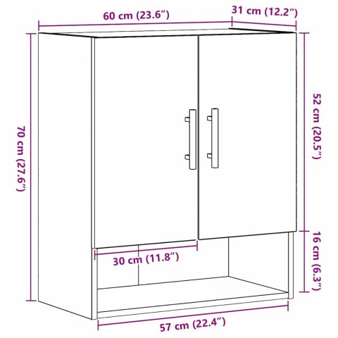 SZAFKA ŚCIENNA MONTOWANE NA ŚCIANIE CZARNY DĄB 60X31X70CM