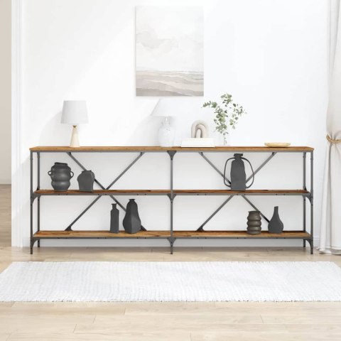 KONSOLA Z PÓŁKĄ INNY STARE DREWNO 200X30X75CM