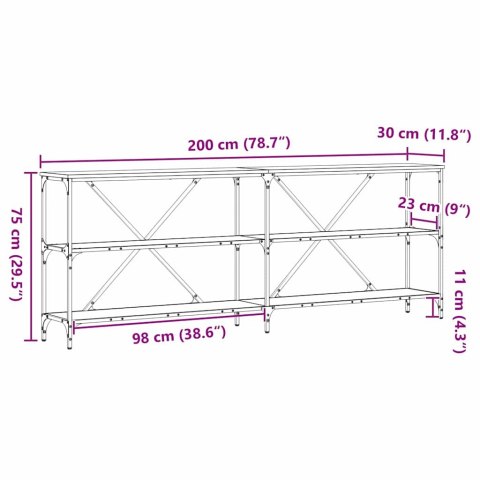 KONSOLA Z PÓŁKĄ INNY STARE DREWNO 200X30X75CM