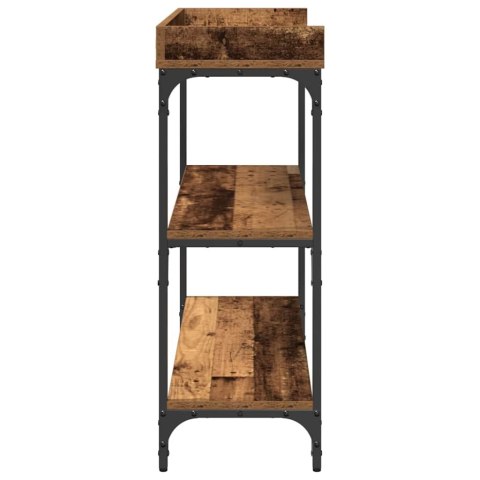 STÓŁ KONSOLOWY Z PÓŁKĄ STARE DREWNO 100X30X80CM