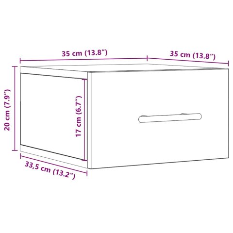 SZAFKA NOCNA MONTOWANA NA ŚCIANIE DĄB ARTISAN 35X35X20CM