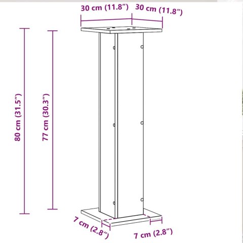 STOJAKI NA GŁOŚNIKI 2 SZT. CZARNY DĄB 30X30X80CM