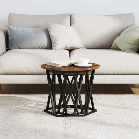 STOLIK BOCZNY 2 SZT. WĘDZONY DĄB 50X50X40CM