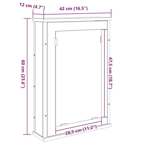 SZAFKA Z LUSTREM DO ŁAZIENKI Z LUSTREM BRĄZOWY 42X12X60CM