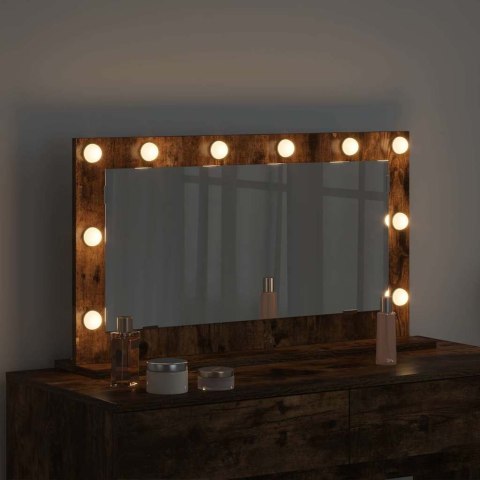 VidaXL Lustro toaletowe Ze LED Lights Dąb wędzony 80 x 45 x 18 cm