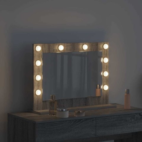 VidaXL Lustro toaletowe Ze LED Lights Szary Sonoma 60 x 45 x 18 cm