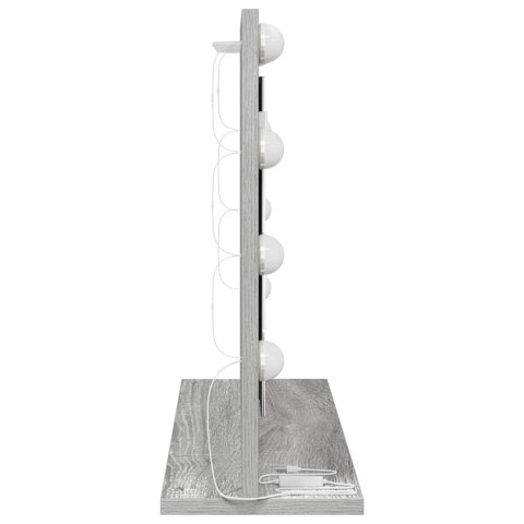 VidaXL Lustro toaletowe Ze LED Lights Szary Sonoma 60 x 45 x 18 cm