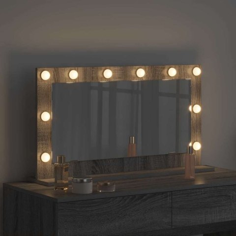 VidaXL Lustro toaletowe Ze LED Lights Szary Sonoma 80 x 45 x 18 cm