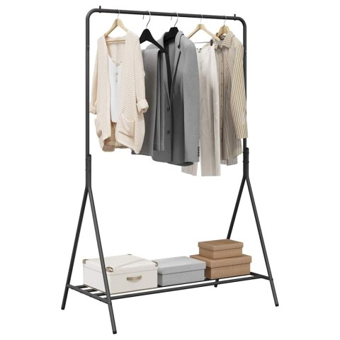 WIESZAK NA UBRANIA Z PÓŁKĄ CZARNY 100X56X154CM STAL