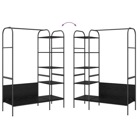 WIESZAK NA UBRANIA Z PÓŁKĄ CZARNY 120X44X160CM