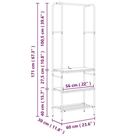 VidaXL Wieszak na ubrania z półkami Inny Stare drewno 60 x 30 x 171 cm