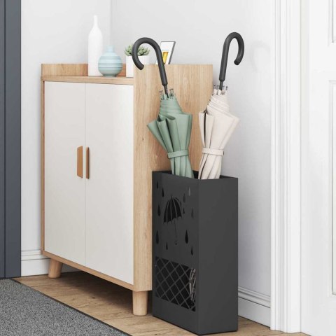 STOJAK NA PARASOL Z PRZECHOWYWANIEM CZARNY 28X12X41CM STAL