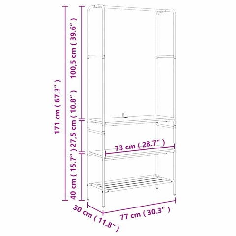 WIESZAK NA UBRANIA Z PÓŁKAMI DĄB ARTISAN 77X30X171CM