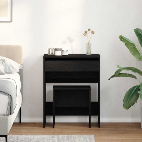 STOLIK TOALETOWY Z SZUFLADĄ CZARNY DĄB 60X40X75CM