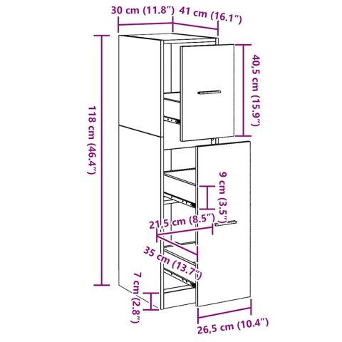 SZAFKA APTECZNA CZARNY DĄB 30X41X118CM