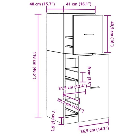 SZAFKA APTECZNA CZARNY DĄB 40X41X118CM