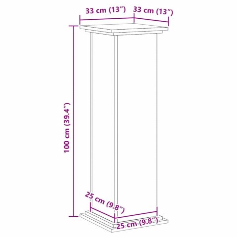 STOJAK NA ROŚLINY CZARNY DĄB 33X33X100CM
