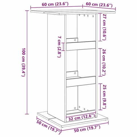 STÓŁ BAROWY CZARNY DĄB 60X60X100CM