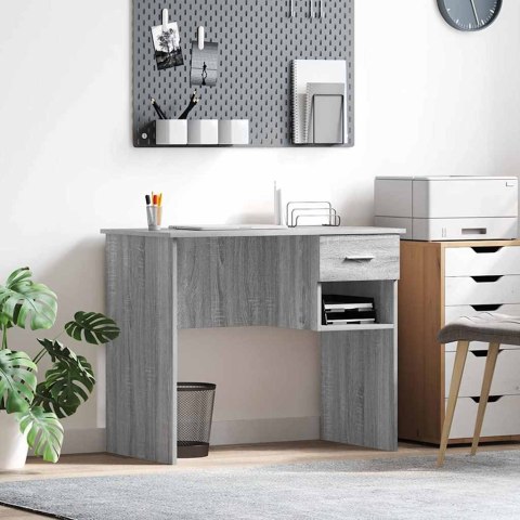 BIURKO Z SZUFLADĄ Z PÓŁKĄ SZARY DĄB SONOMA 90X49.5X75CM